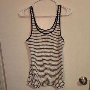Black and White Fitted Striped Tank Top